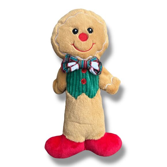 Gingerbread Double Squeaker Plush Dog Toy Toss Shake Thrash Christmas Stuffy New - Picture 5 of 5